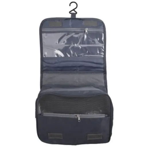 Velcro Hanging Toiletry Bag Dark Grey Open